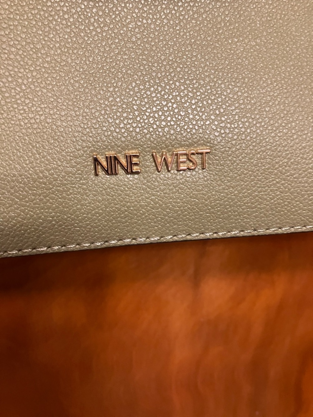 Nine West Olive Crossbody with Pink-Patterned Scarf Chain - Picture 3 of 15